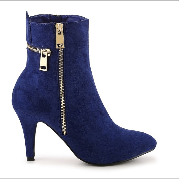 Black Suede Like Gold Zip Detail Boot NWOB - Picture 6 of 6